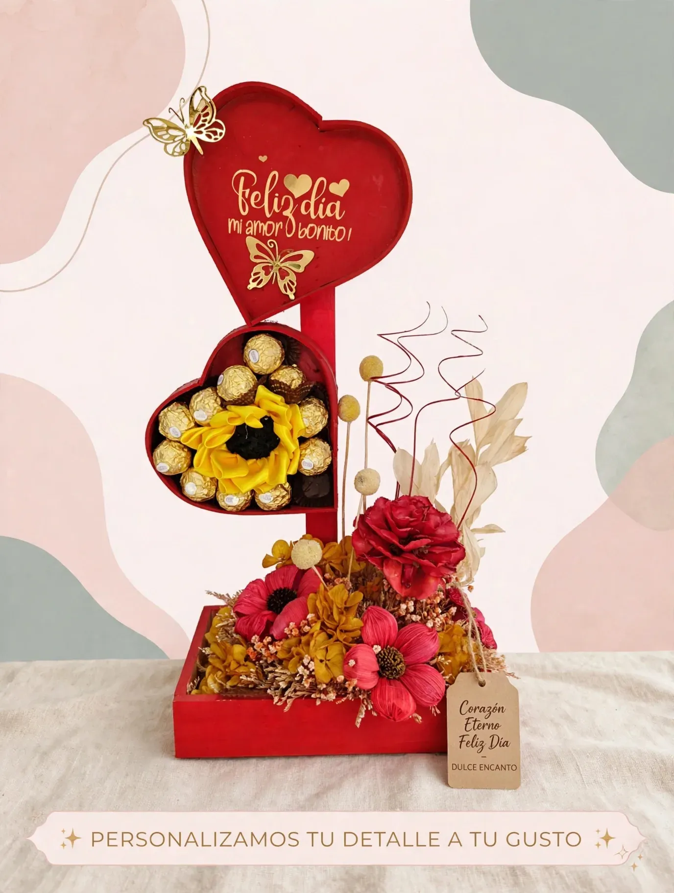 Corazón Eterno con Ferrero Rocher y Girasol 🌻 - Image 1