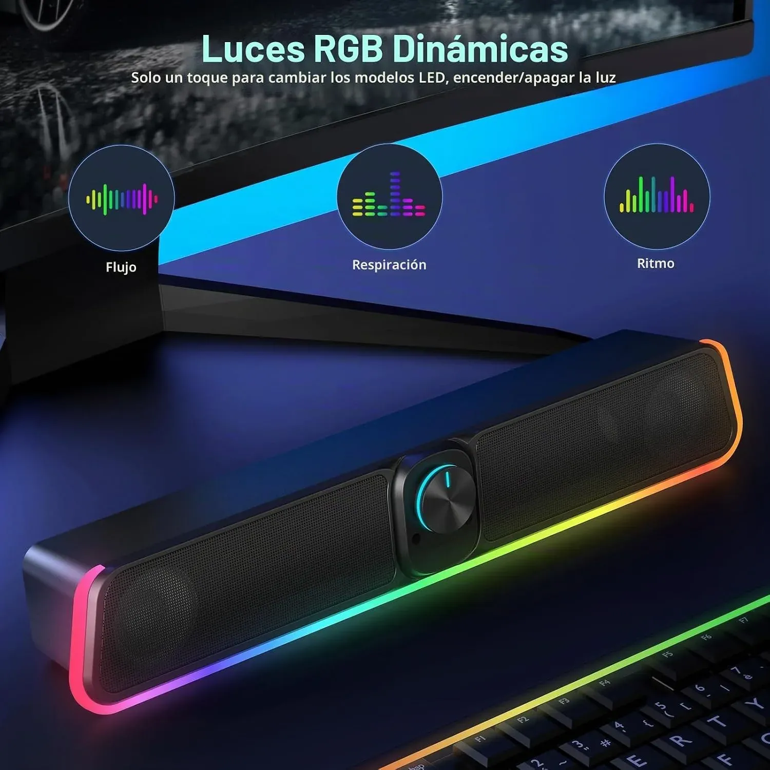 Barra de sonido de computadora Bluetooth con cable USB con RGB para Movil y PC - Image 5