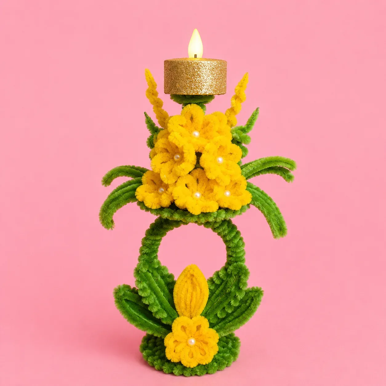 Handmade Botanical LED Candle Holder - Image 1