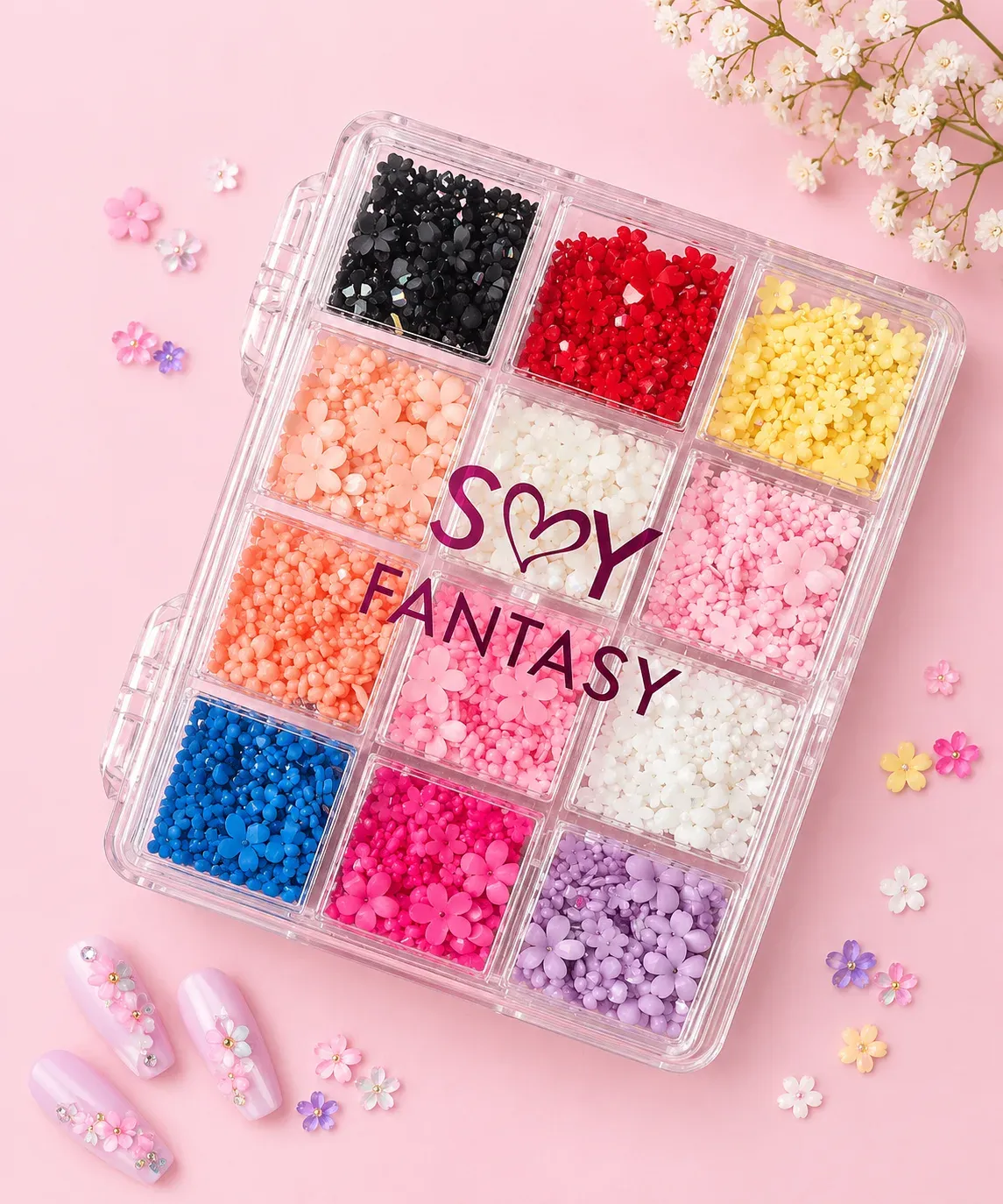 SET DECORACION FLORES FANTASY NAILS
