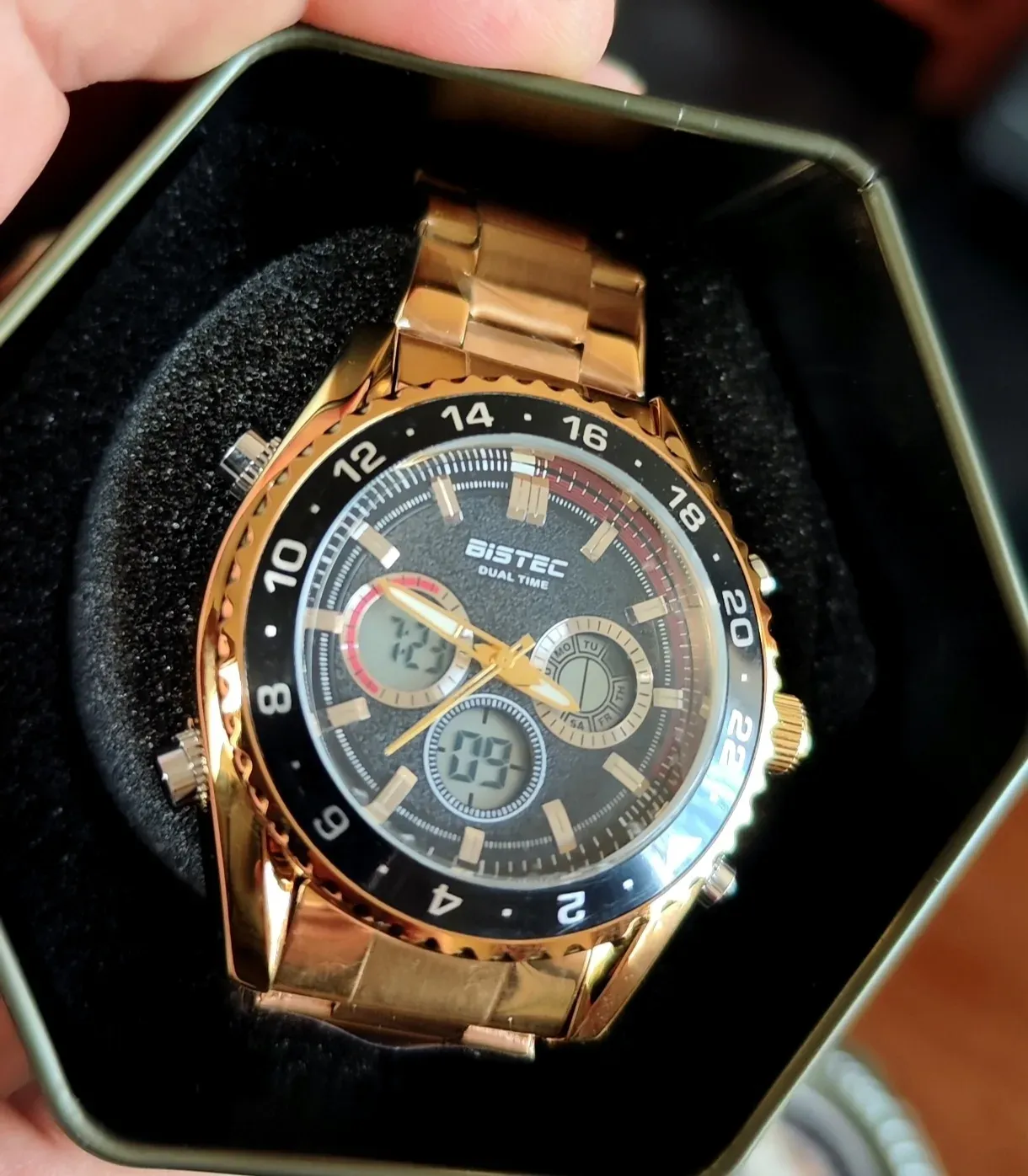 Reloj Bistec Dual Time WR 30M Black