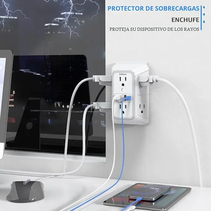 Extensiòn de Enchufe Protector de Sobretensiones 10 en 1 - Image 4