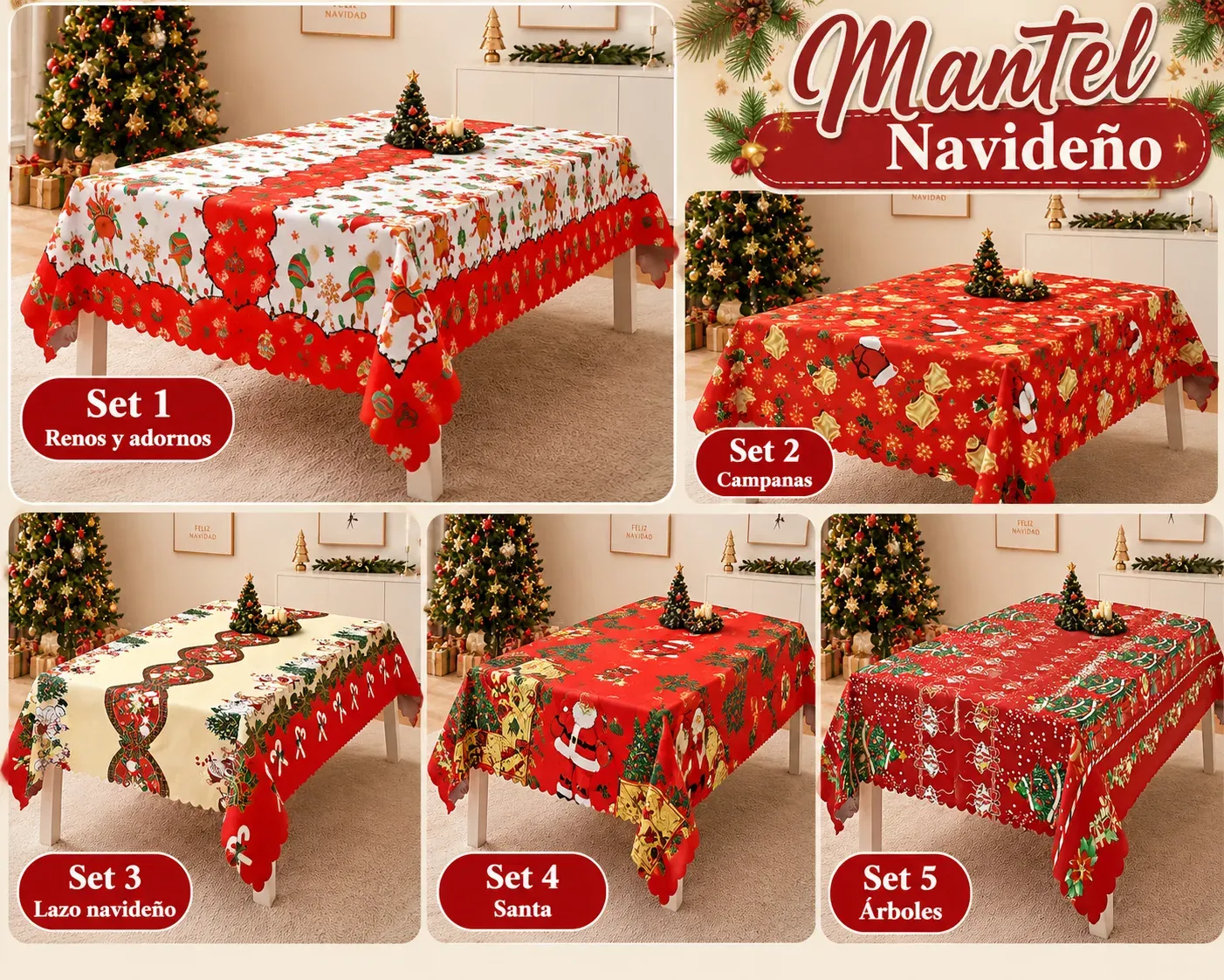 MANTEL NAVIDEÑO DECORATIVO