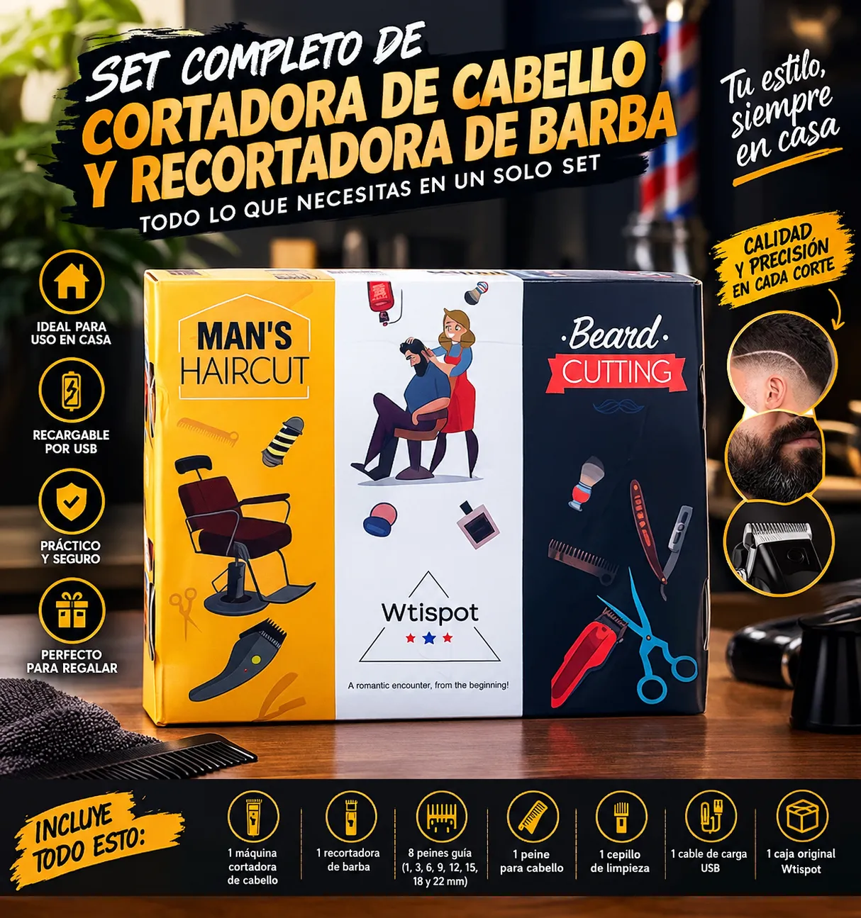 SET COMPLETO DE MÁQUINA DE PELAR Y AFEITAR - Image 2