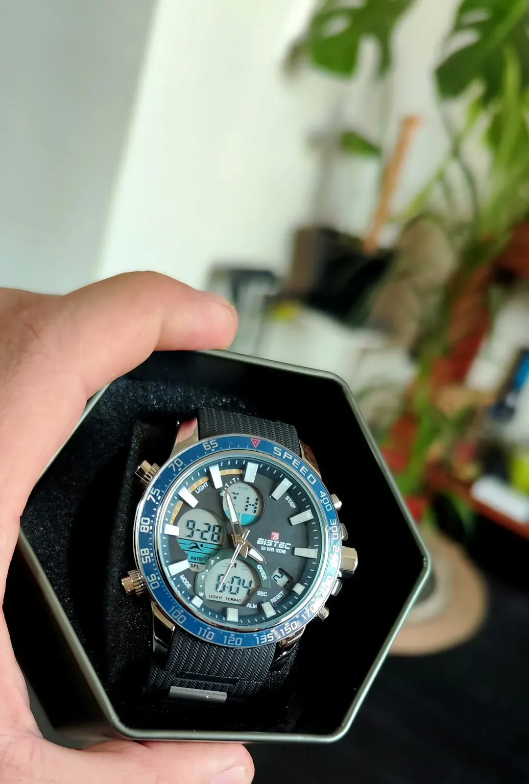 Reloj Bistec Dual Speed – Bisel Azul Eléctrico (Estilo Racing Executive)