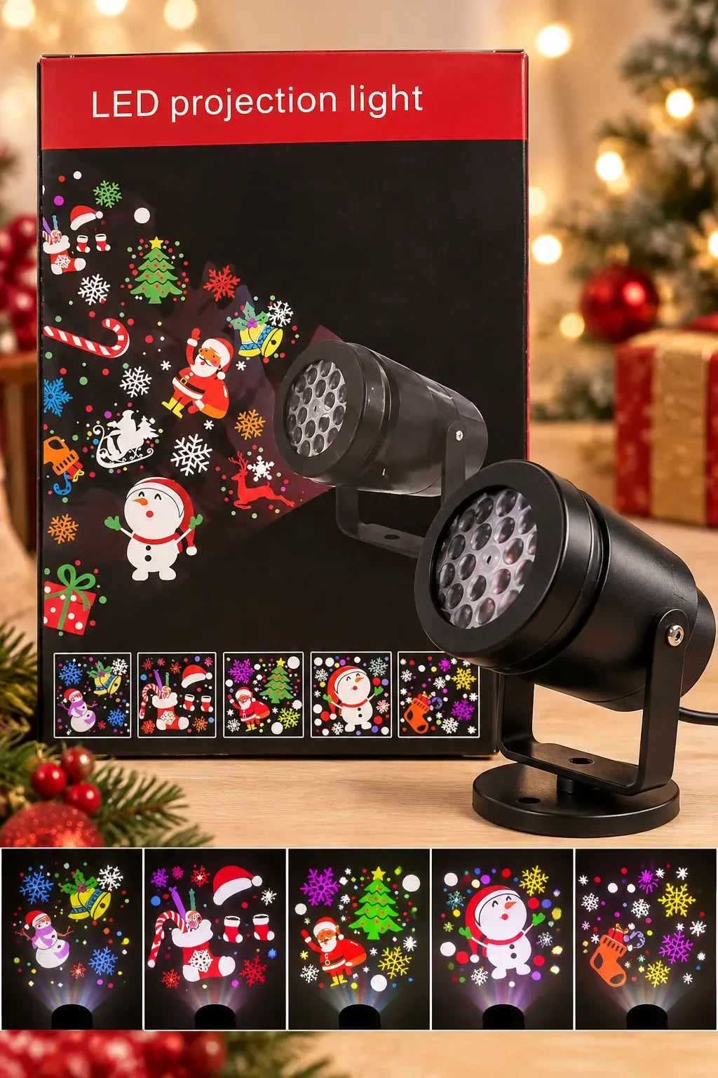 PROYECTOR LED NAVIDEÑO DE LUCES Y FIGURAS