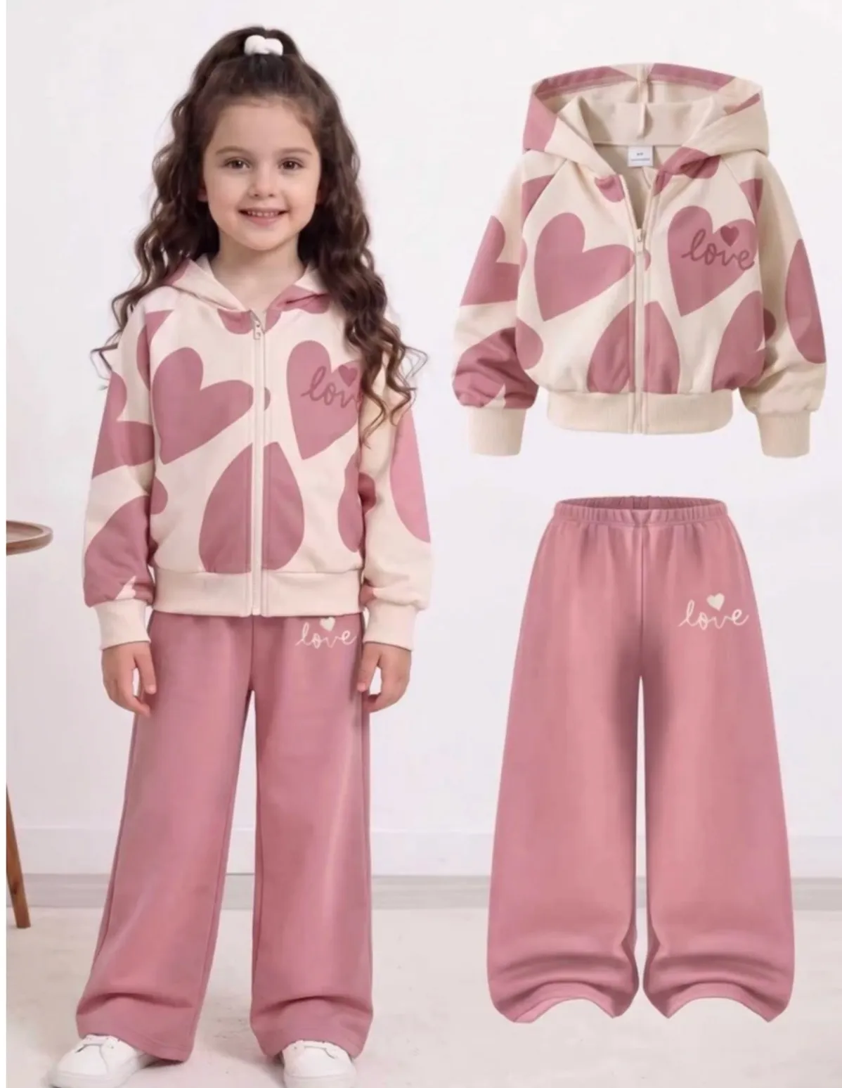 Conjunto Rosado de Corazones