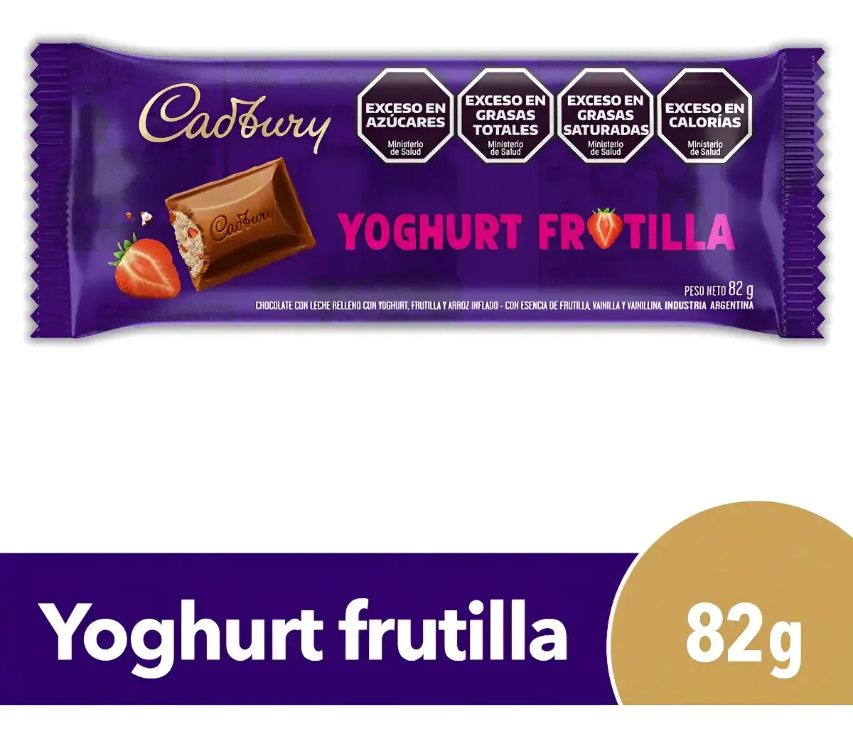Tableta de Chocolate con Yogurt Frutilla Cadbury Mondelez x 82g