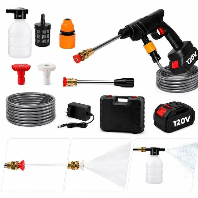 HIDROLAVADORA INALÁMBRICA 120V con 2 Baterías para Auto