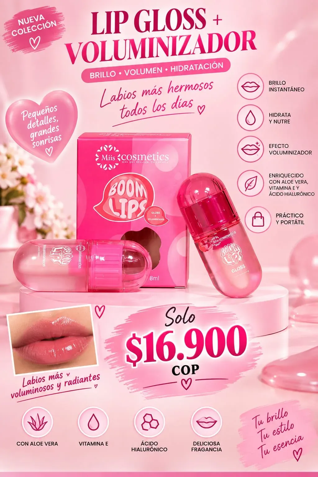 Lip Gloss + Voluminizador BOOM LIPS