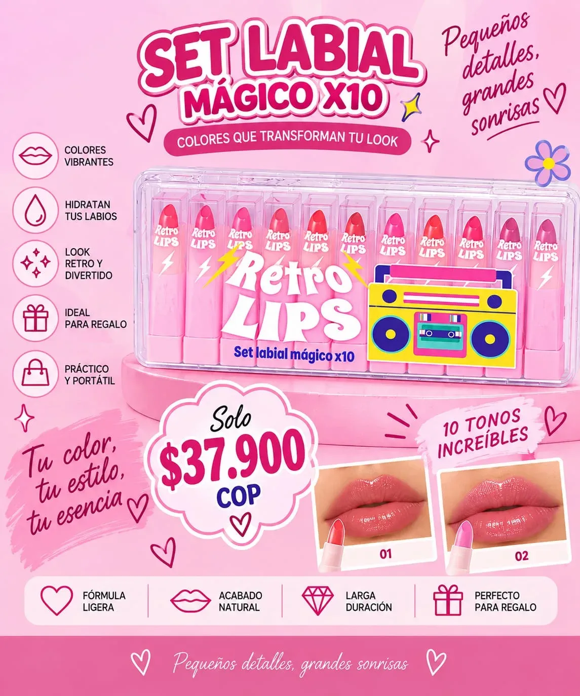 RETRO LIPS set x 10
