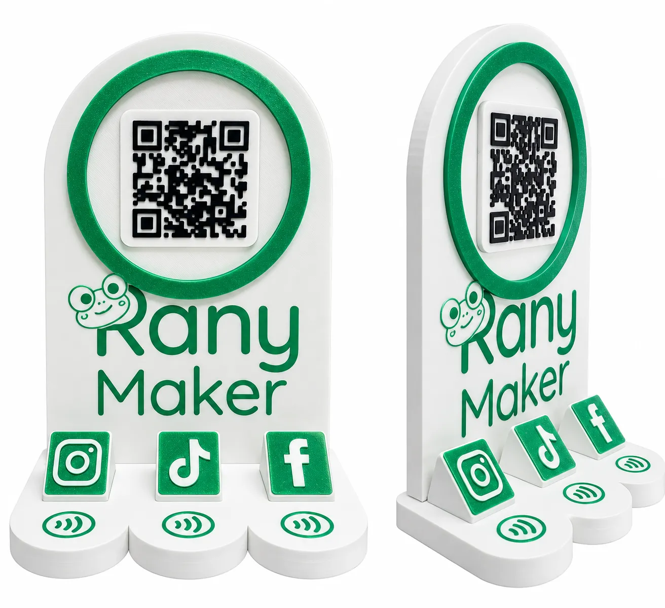 Exhibidor de redes sociales con QR y NFC personalizado