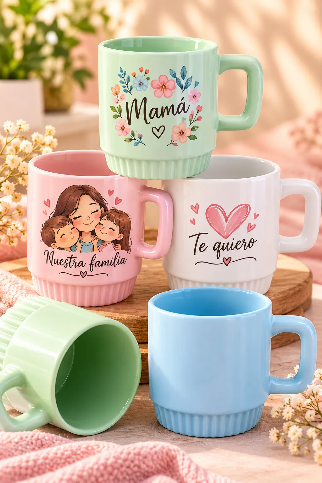 Mug Pastel Personalizado 11 oz con Base Acanalada