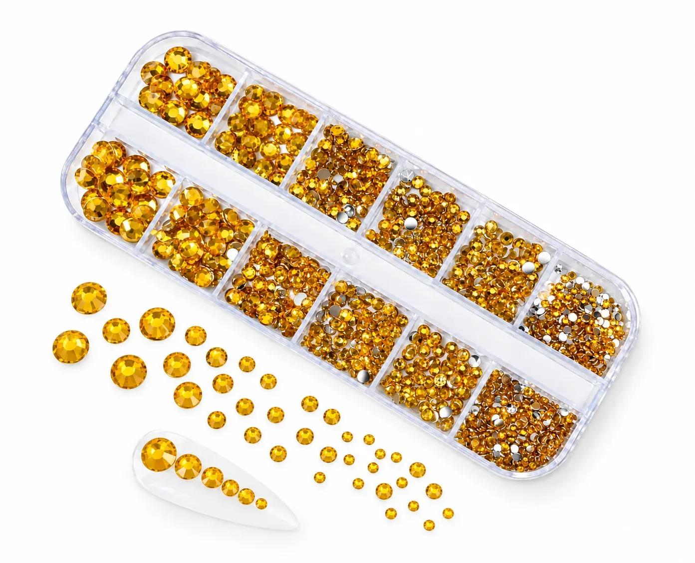 CAJA CRISTALES DORADO LUCY NAILS